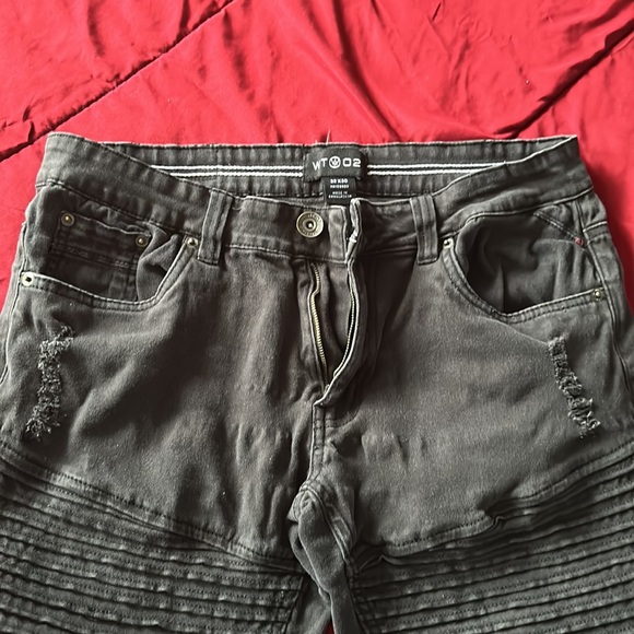 WT 02 black biker ribbed jeans ribbed size 33x30 - Picture 4 of 7